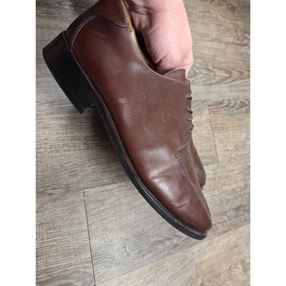 Pronto Uomo FIRENZE Made In Italy Oxford Lace Up Brown Leather Men's Shoes 10 - Picture 7 of 9